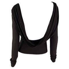 F/W 2003 Gucci by Tom Ford Backless Cowl Stretch Knit Brown Top