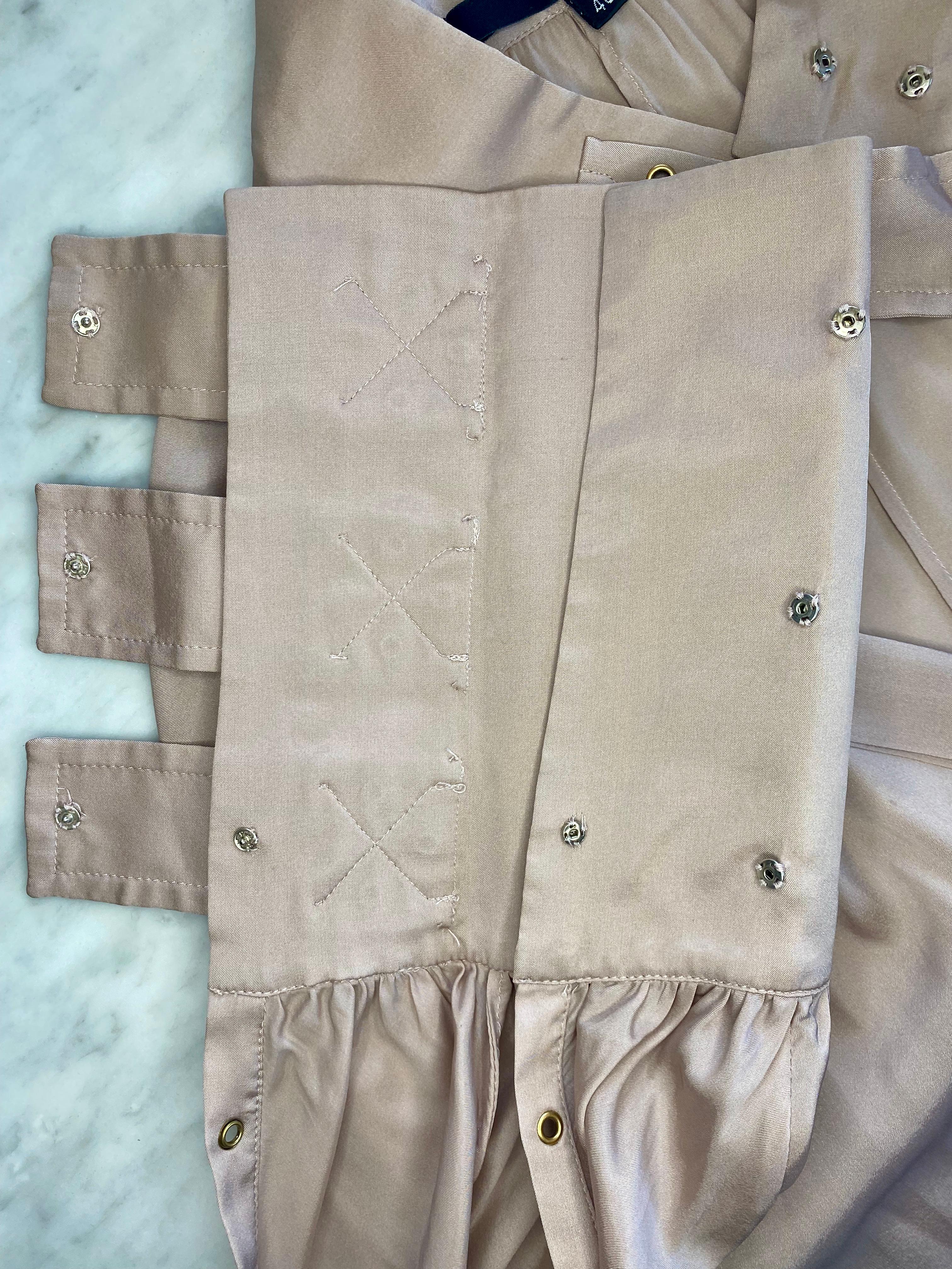 F/W 2003 Gucci by Tom Ford Beige Silk Strap Long Sleeve Top For Sale 3