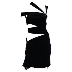 F/W 2003 Gucci by Tom Ford Black Bandage Cut-Out Silk Blend Dress 
