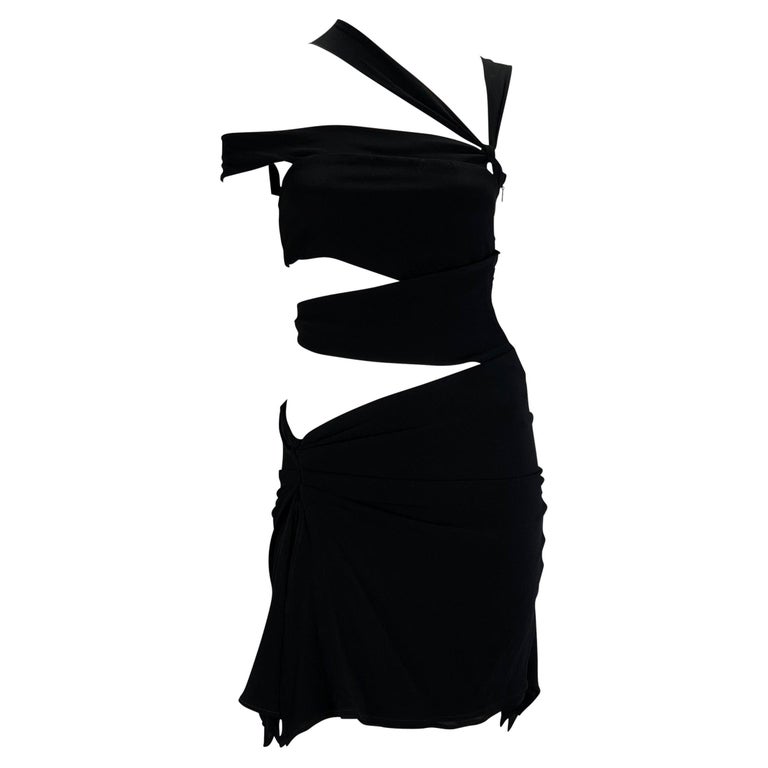 F/W 2003 Gucci by Tom Ford Black Bandage Cut-Out Silk Blend Dress  For Sale
