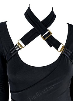 F/W 2003 Gucci by Tom Ford Black Bondage Strap Convertible Stretch Bodycon Dress