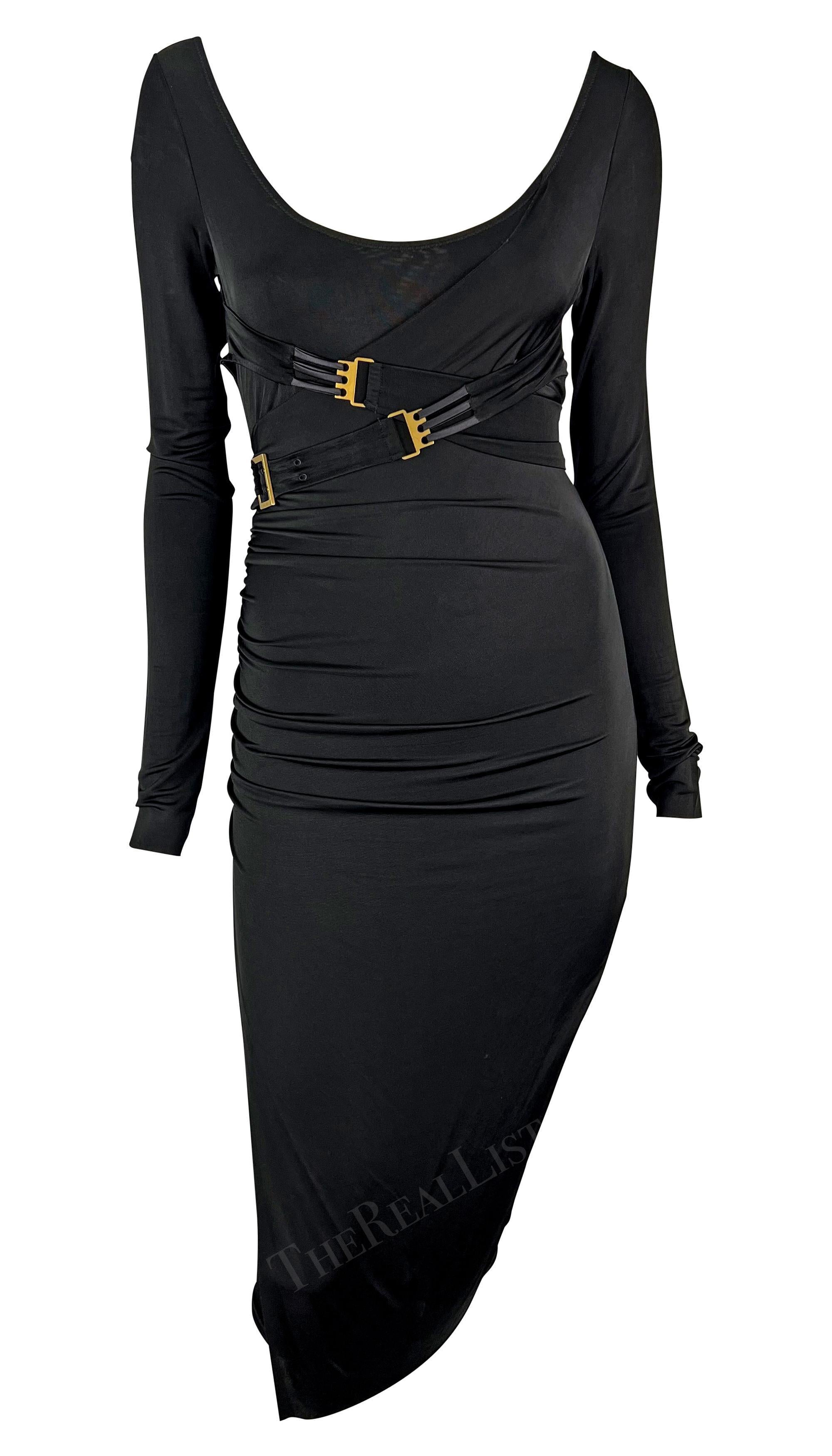 Noir Gucci par Tom Ford - Robe moulante convertible à bretelles bondage noire, automne-hiver 2003 en vente