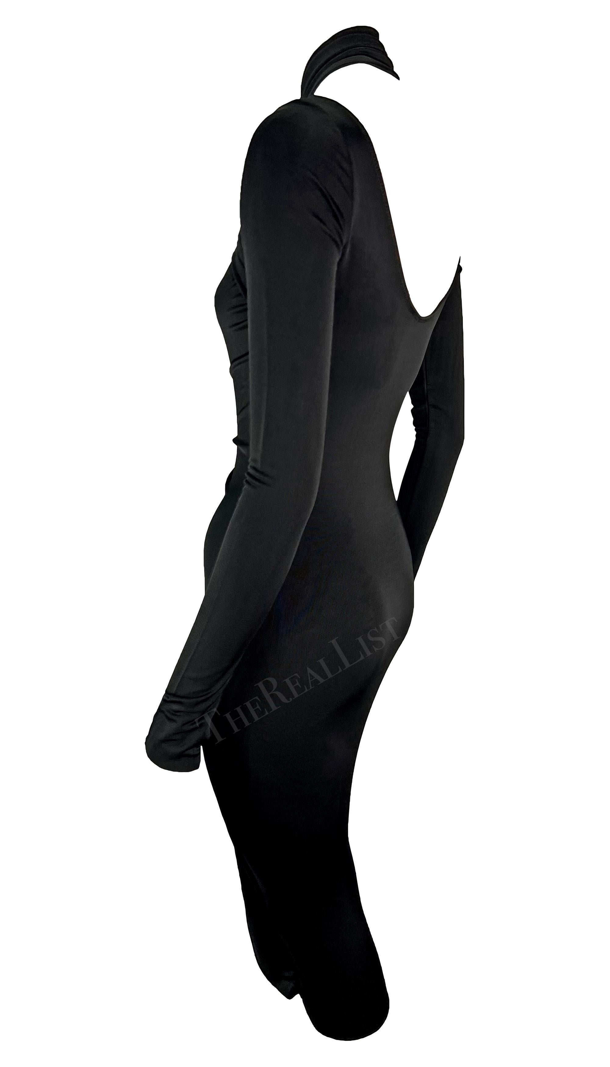 Women's F/W 2003 Gucci by Tom Ford Black Bondage Strap Convertible Stretch Bodycon Dress For Sale