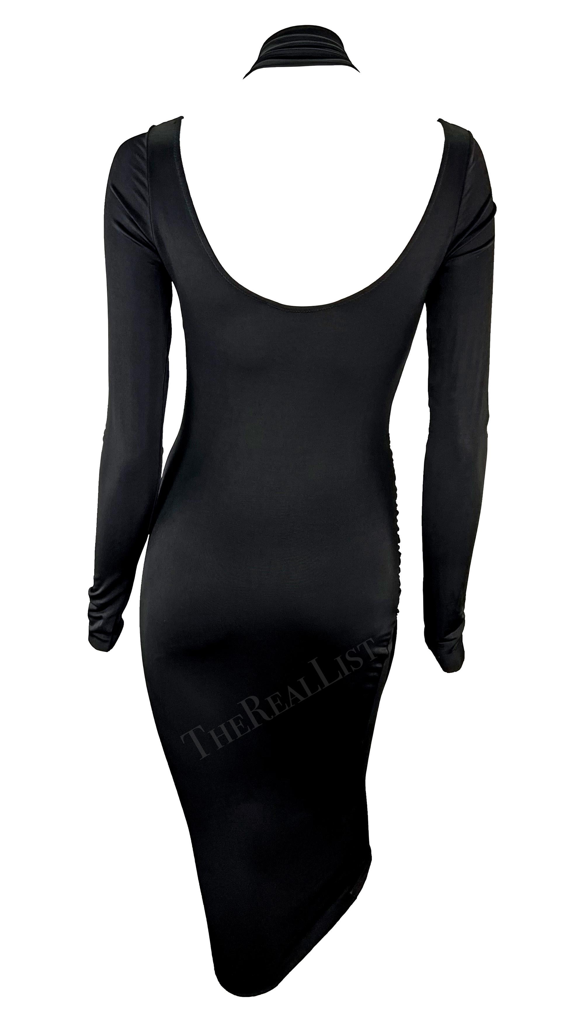 F/W 2003 Gucci by Tom Ford Black Bondage Strap Convertible Stretch Bodycon Dress For Sale 1