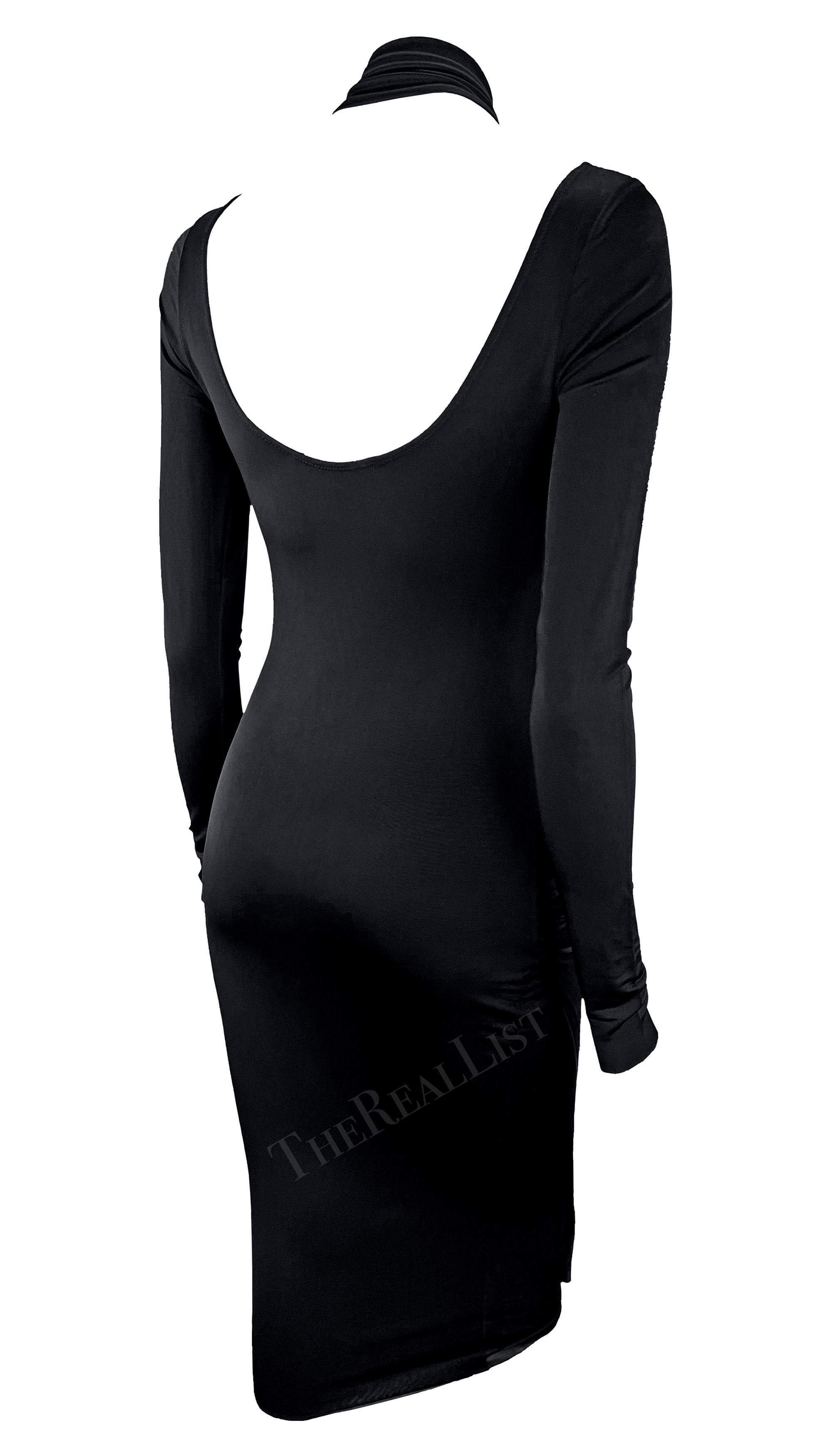F/W 2003 Gucci by Tom Ford Black Bondage Strap Convertible Stretch Bodycon Dress For Sale 2