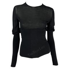 F/W 2003 Gucci by Tom Ford Black Ribbed Sheer Sweater Top