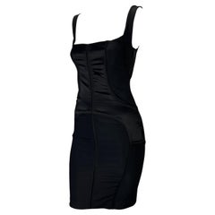 F/W 2003 Gucci by Tom Ford Black Satin Panel Stretch Bodycon Dress