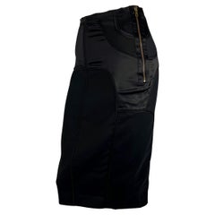 F/W 2003 Gucci by Tom Ford Black Satin Panel Zip Stretch Skirt