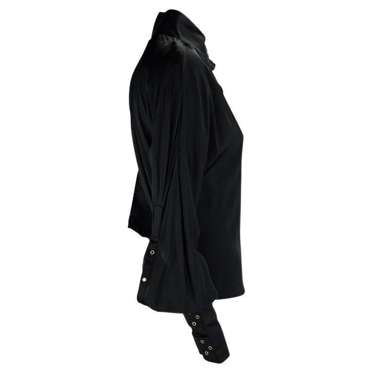 F/W 2003 Gucci by Tom Ford Top à manches longues avec bretelles en soie noire  Pour femmes en vente