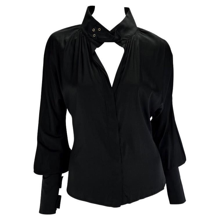 F/W 2003 Gucci by Tom Ford Black Silk Strap Long Sleeve Top  For Sale