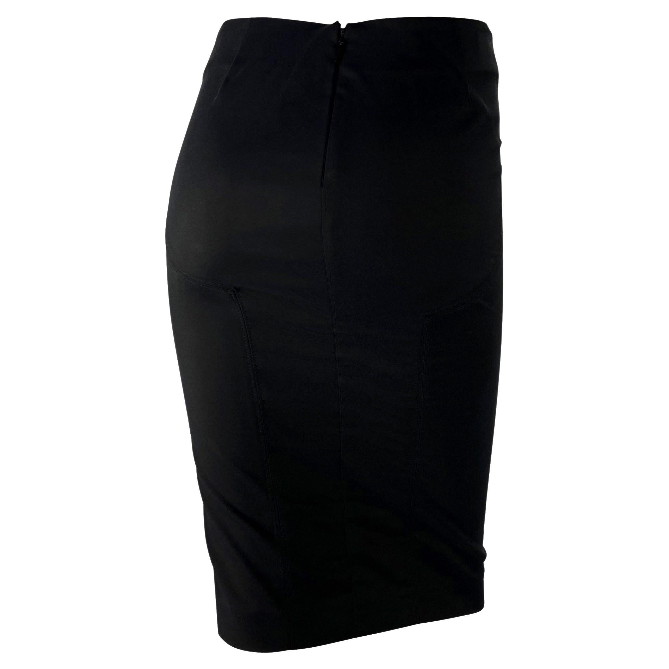 F/W 2003 Gucci by Tom Ford Black Stretch Gold Buckle Bodycon Skirt In Excellent Condition In West Hollywood, CA