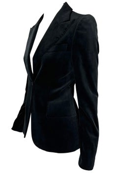 F/W 2003 Gucci by Tom Ford Black Velvet Peak Lapel Blazer Jacket