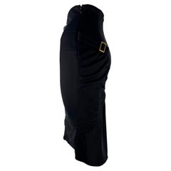 F/W 2003 Gucci by Tom Ford Jupe stretch froncée à double logo et boucle, bodycon