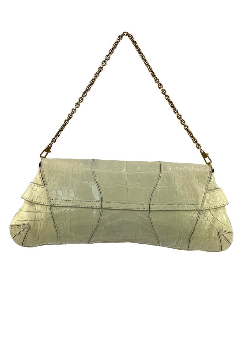 F/W 2003 Gucci by Tom Ford Creme Crocodile Large Horsebit 
