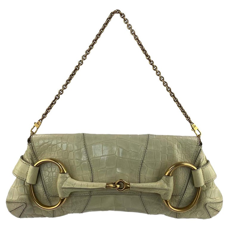 F/W 2003 Gucci by Tom Ford Creme Crocodile Large Horsebit 