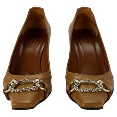 F/W 2003 Gucci by Tom Ford Leather Horsebit Saddle Leather Square Pumps Size 6B