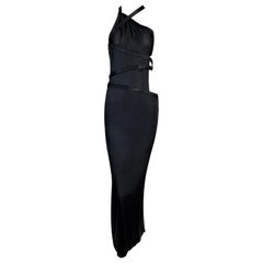 F/W 2003 Gucci by Tom Ford Runway Black Stretch Silk Cut-Out Gown Dress