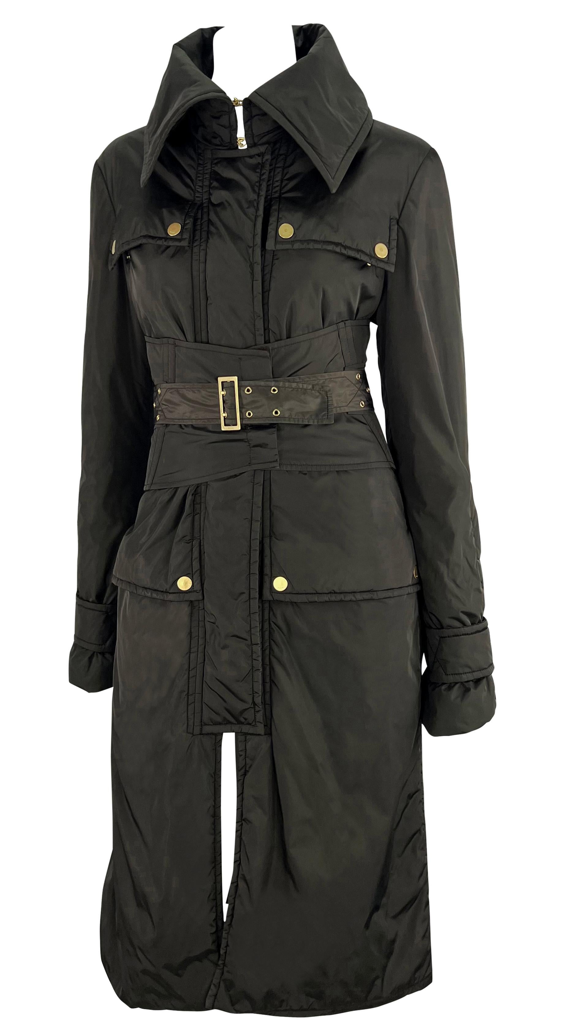 Women's F/W 2003 Gucci by Tom Ford Runway Corseted Full Length Nylon Puffer Coat For Sale
