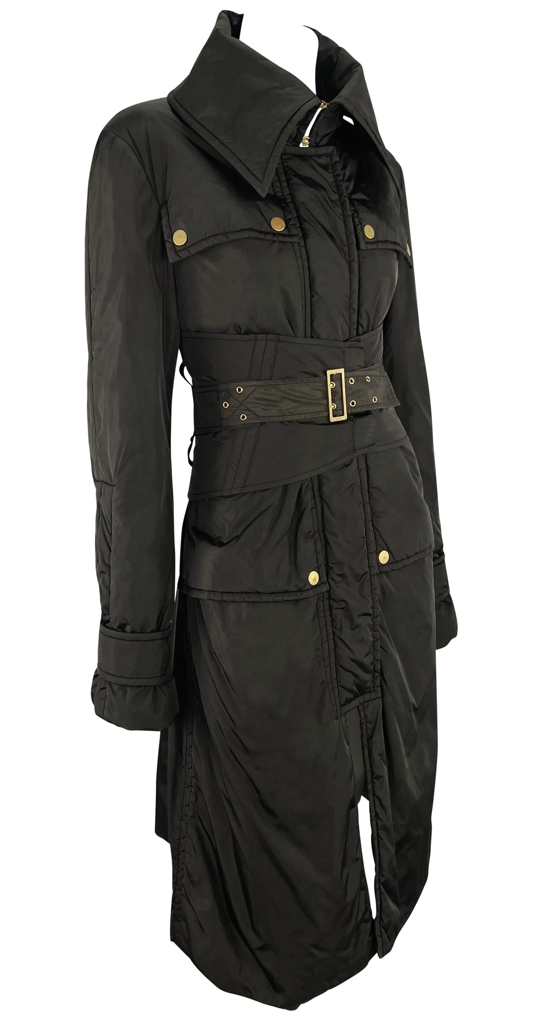 F/W 2003 Gucci by Tom Ford Runway Corseted Full Length Nylon Puffer Coat For Sale 4