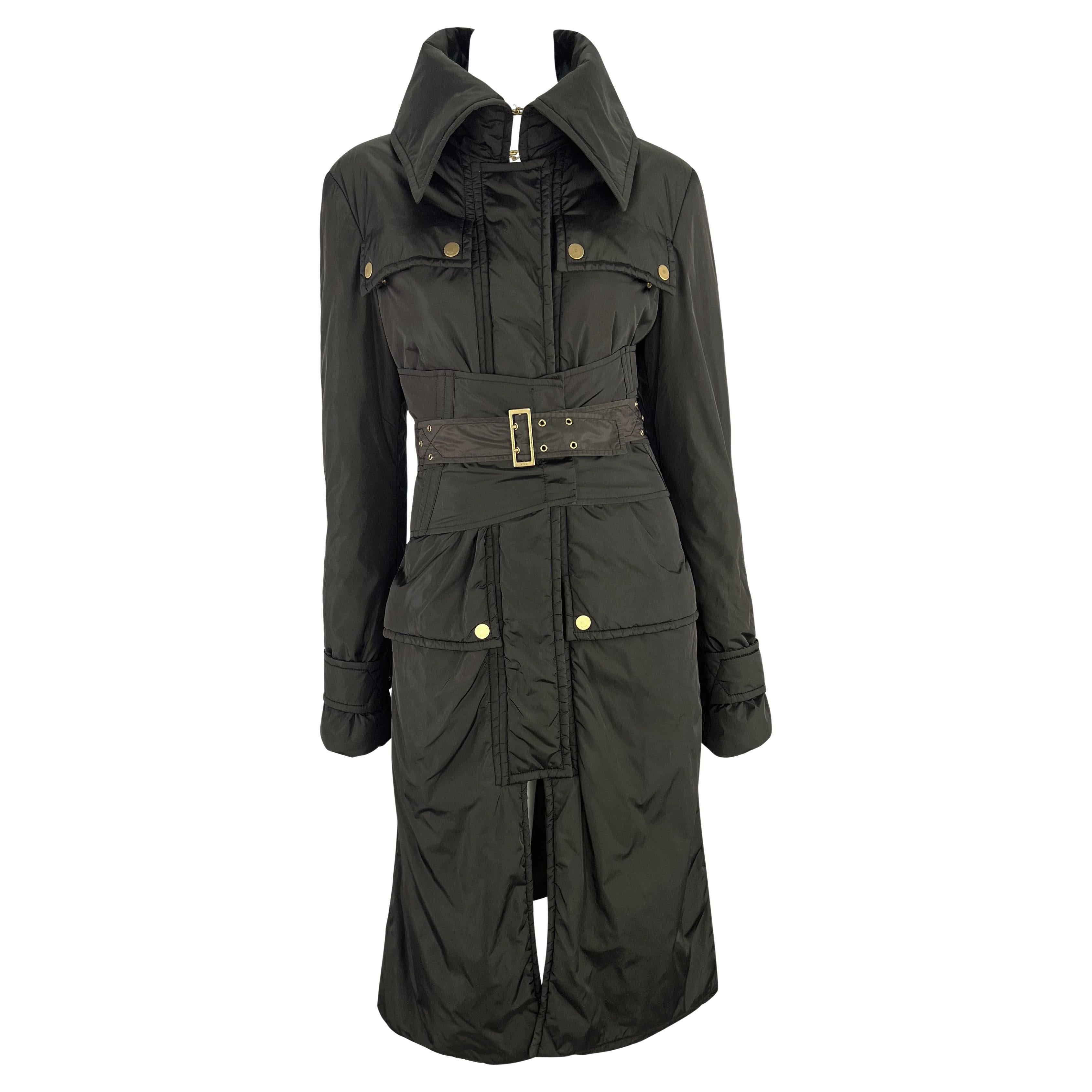 F/W 2003 Gucci by Tom Ford Runway Corseted Full Length Nylon Puffer Coat For Sale