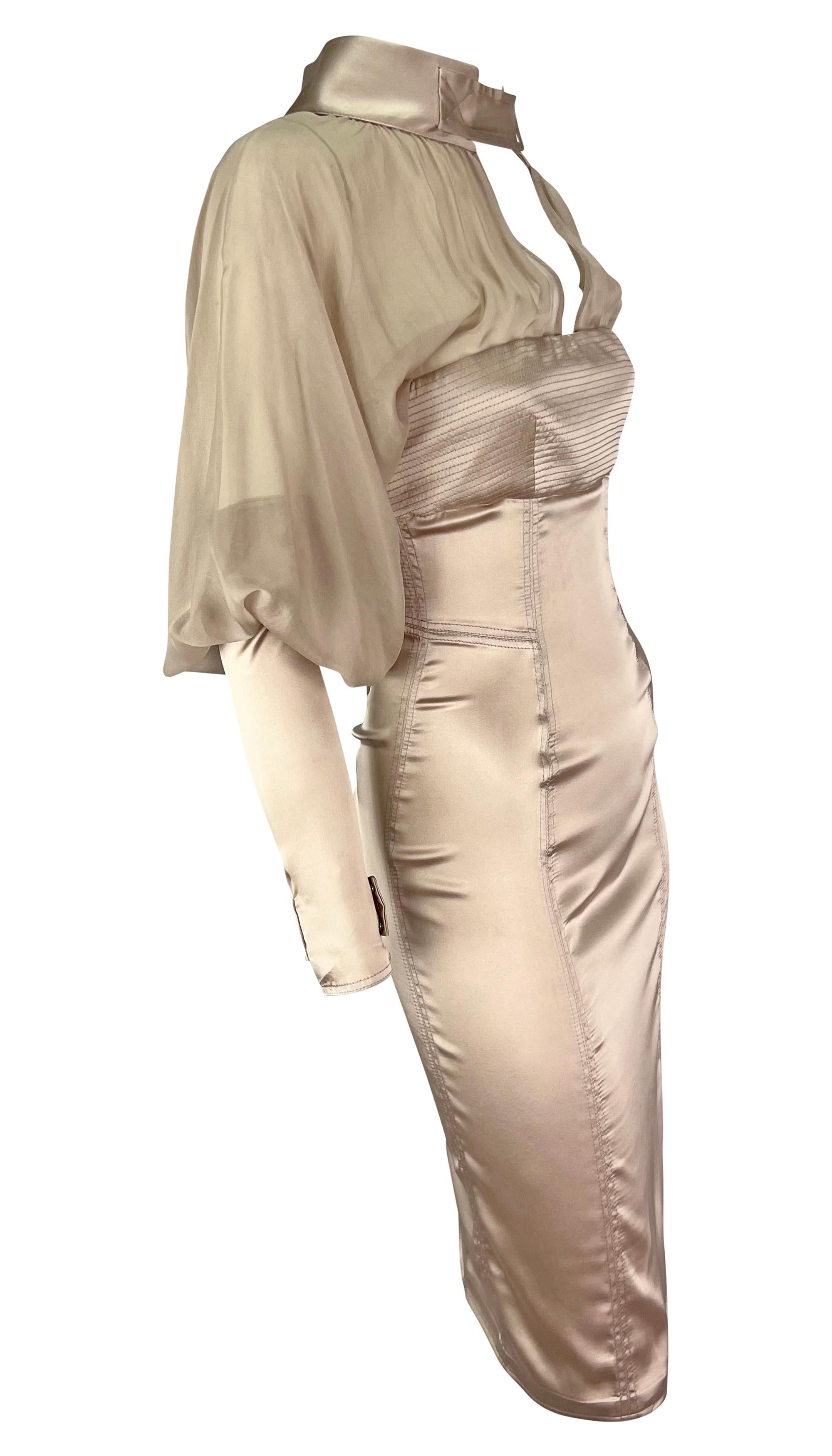 F/W 2003 Gucci by Tom Ford Runway Mini robe en satin de soie rose poudré en vente 3