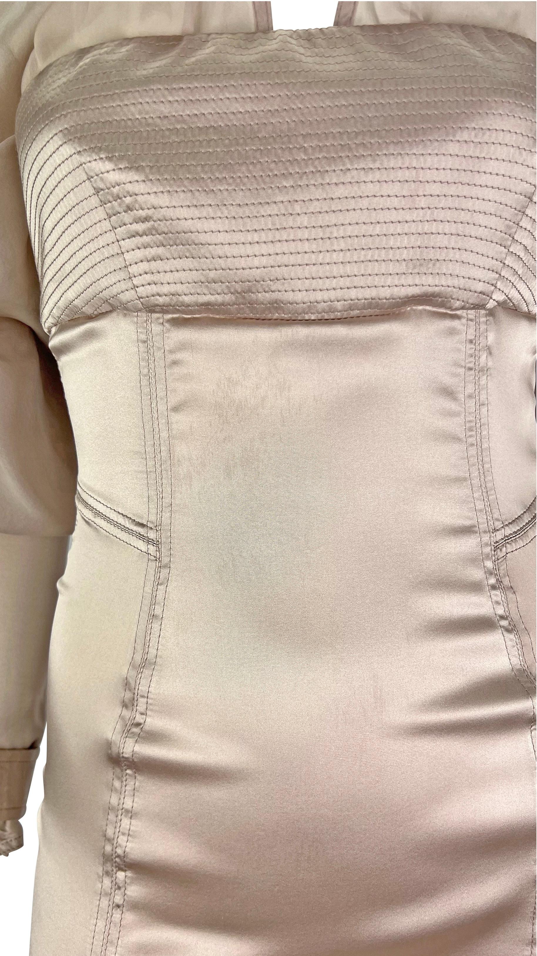 F/W 2003 Gucci by Tom Ford Runway Dusty Pink Silk Satin Mini Dress For Sale 8