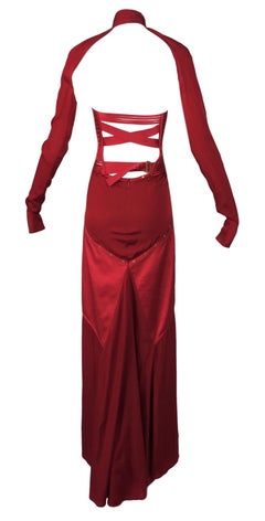 F/W 2003 Gucci by Tom Ford Runway Red Strapless Corset Gown Dress