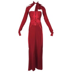 F/W 2003 Gucci by Tom Ford Laufsteg Rotes trägerloses Korsettkleid Kleid