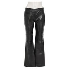 F/W 2003 Gucci by Tom Ford Soft Smooth Black Leather Pants With Gold-Tone Buckle