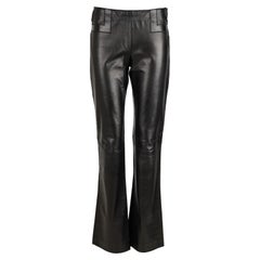 F/W 2003 Gucci by Tom Ford Soft Smooth Black Leather Pants With Gold-Tone Buckle