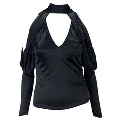 Gucci par Tom Ford - Chemisier à manches longues en viscose extensible noir sans manches, automne-hiver 2003