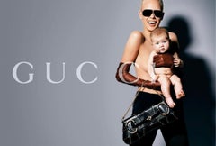 F/W 2003 Gucci by Tom Ford Pochette cloutée en daim noir surdimensionnée à mors d'or