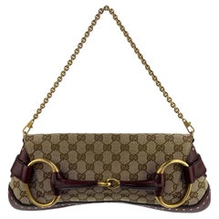 F/W 2003 Gucci by Tom Ford Nieten GG Burgund Großer Horsebit Convertible Clutch