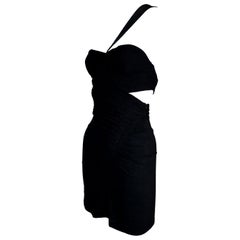 F/W 2003 Gucci Tom Ford Black Silk One Shoulder Cut-Out Mini Dress