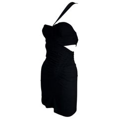 F/W 2003 Gucci Tom Ford Black Silk One Shoulder Cut-Out Mini Dress