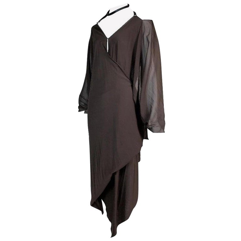 F/W 2003 Gucci Tom Ford Brown Silk Choker Wrap Dress 40 at 1stDibs ...