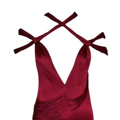 F/W 2003 Gucci Tom Ford Plunging Strappy Bondage Red Slinky Gown Dress