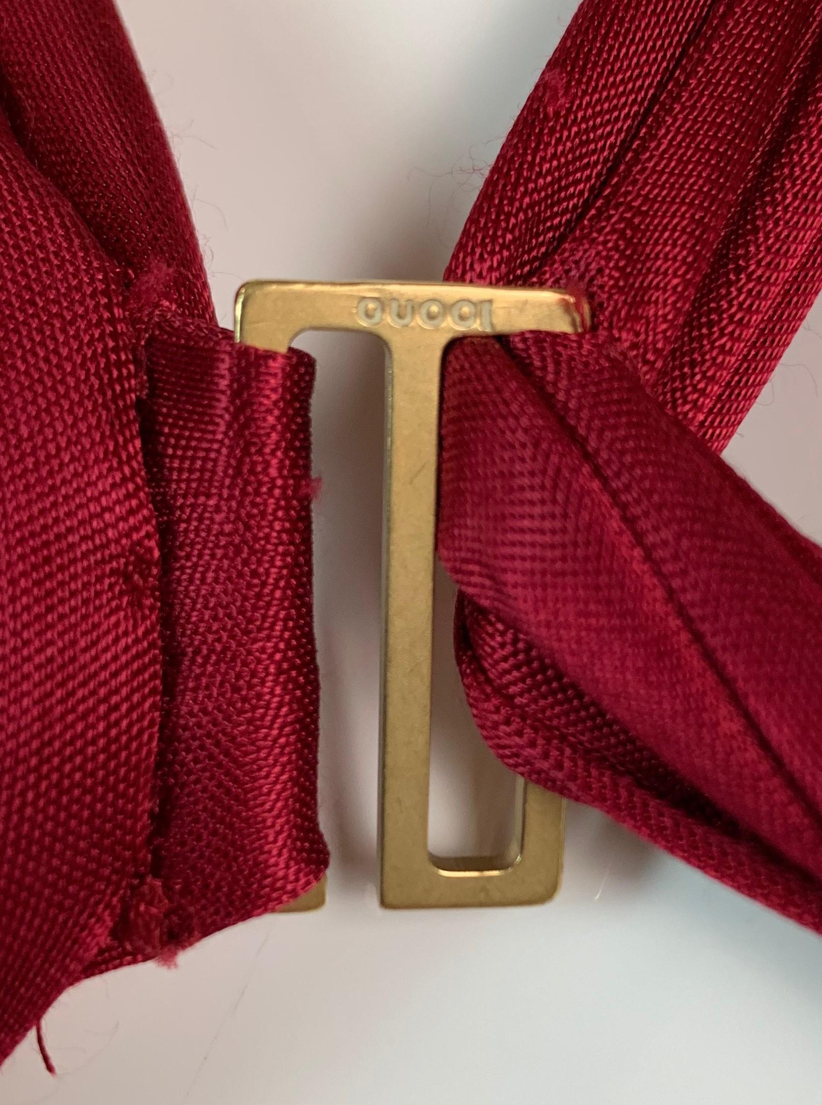 F/W 2003 Gucci Tom Ford Plunging Strappy Bondage Red Slinky Gown Dress In Good Condition In Yukon, OK