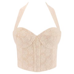 F/W 2003 John Galliano Beige Floral Silk Bustier Halter Crop Top