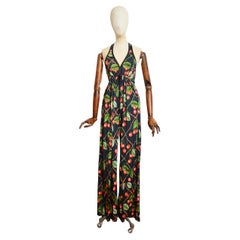 H/W 2003 John Galliano Kirschbaumdruck Vintage Palazzo Hose alle in einem Jumpsuit