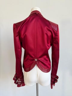 F/W 2003 Red Satin & Lamb Leather Buckle Jacket
