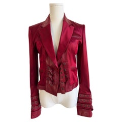 F/W 2003 Red Satin & Lamb Leather Buckle Jacket