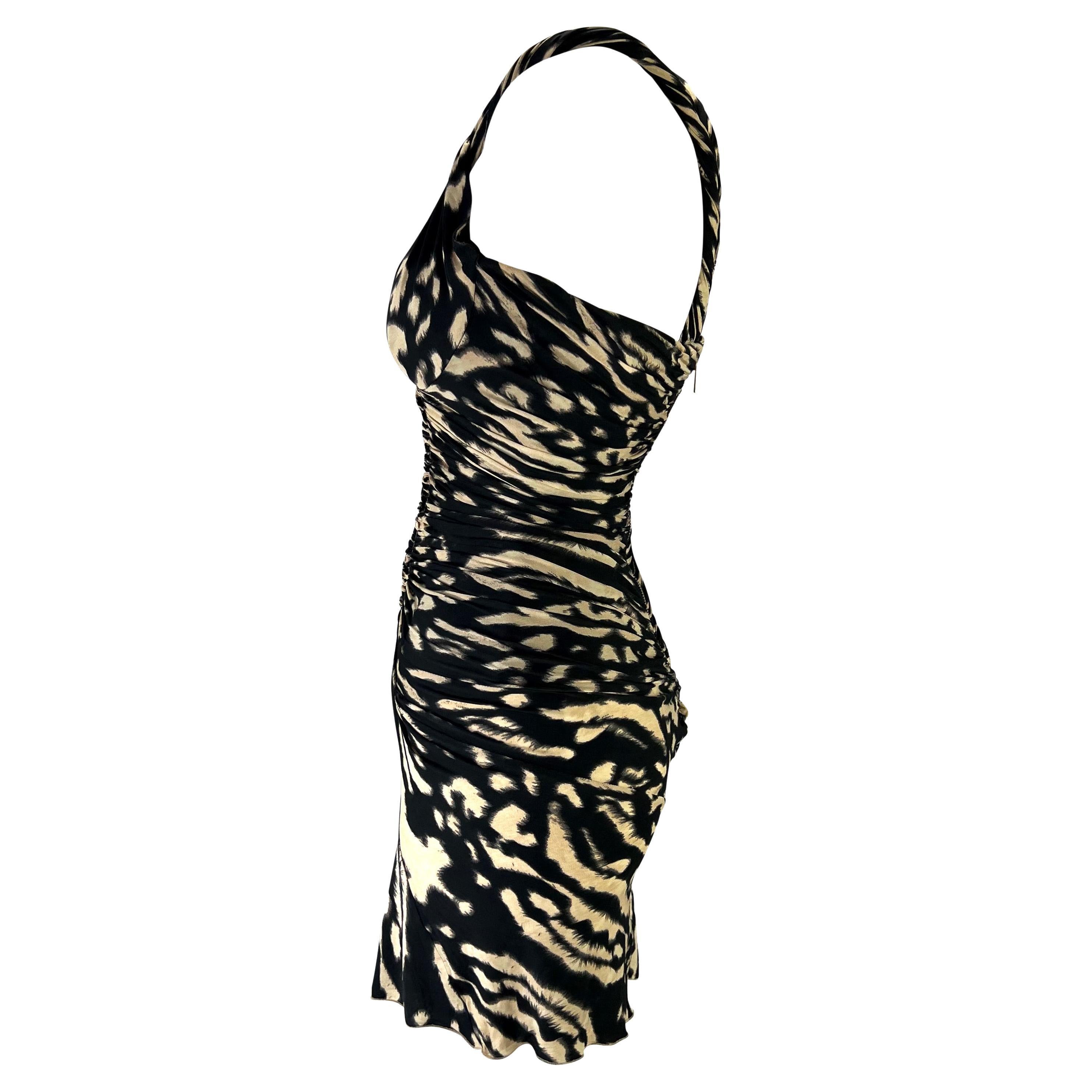 Mini-robe corsetée imprimée animal, défilé Roberto Cavalli A/H 2003 Pour femmes en vente