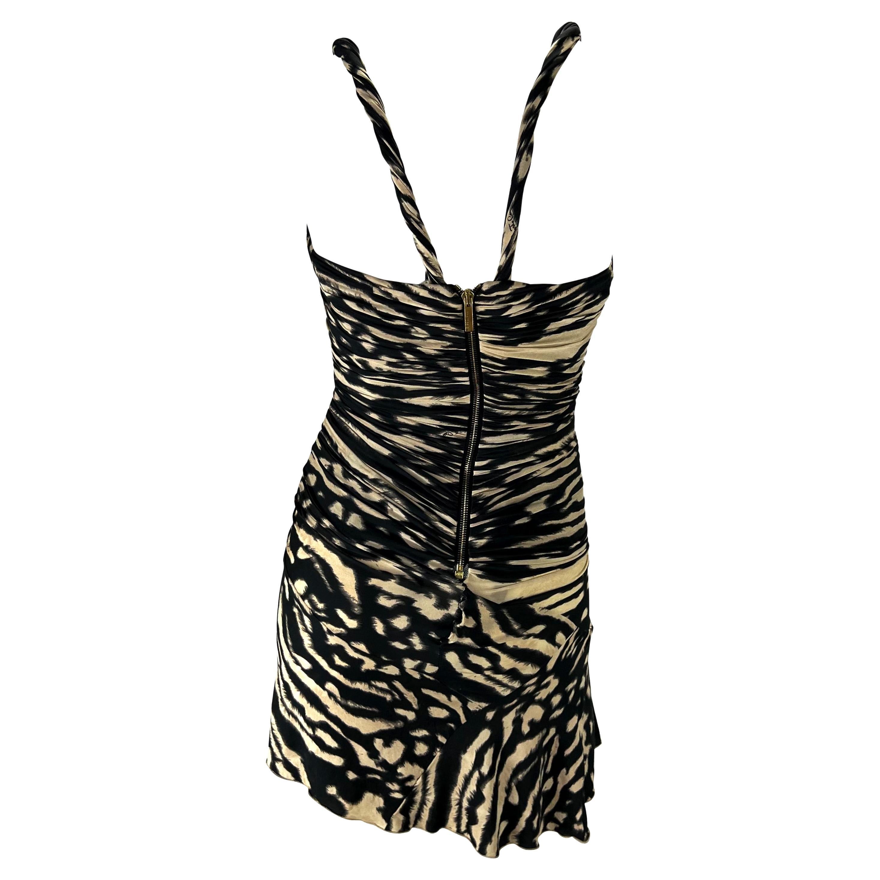 Mini-robe corsetée imprimée animal, défilé Roberto Cavalli A/H 2003 en vente 2