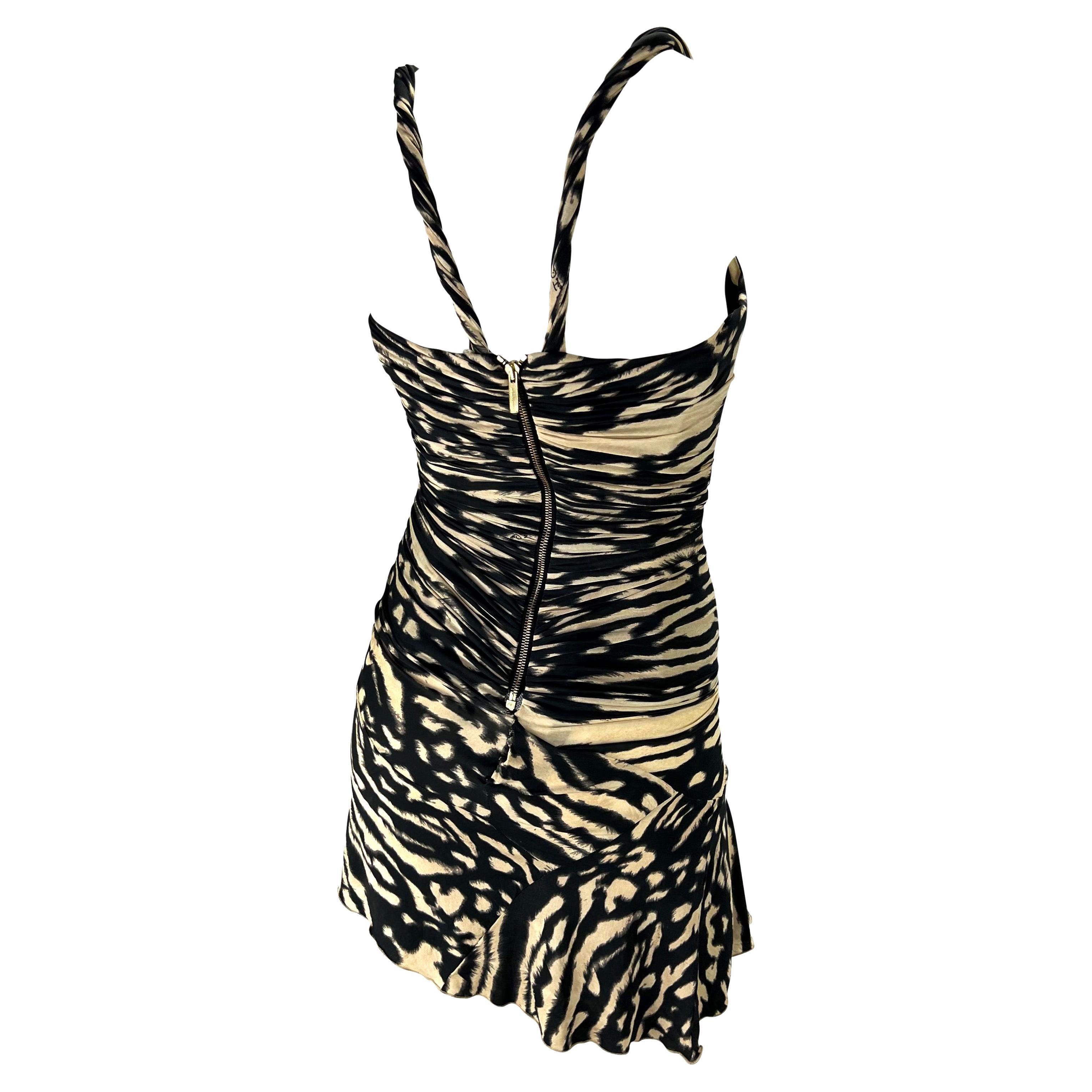 F/W 2003 Roberto Cavalli Ad Runway Corseted Animal Print Stretch Mini Dress For Sale 4