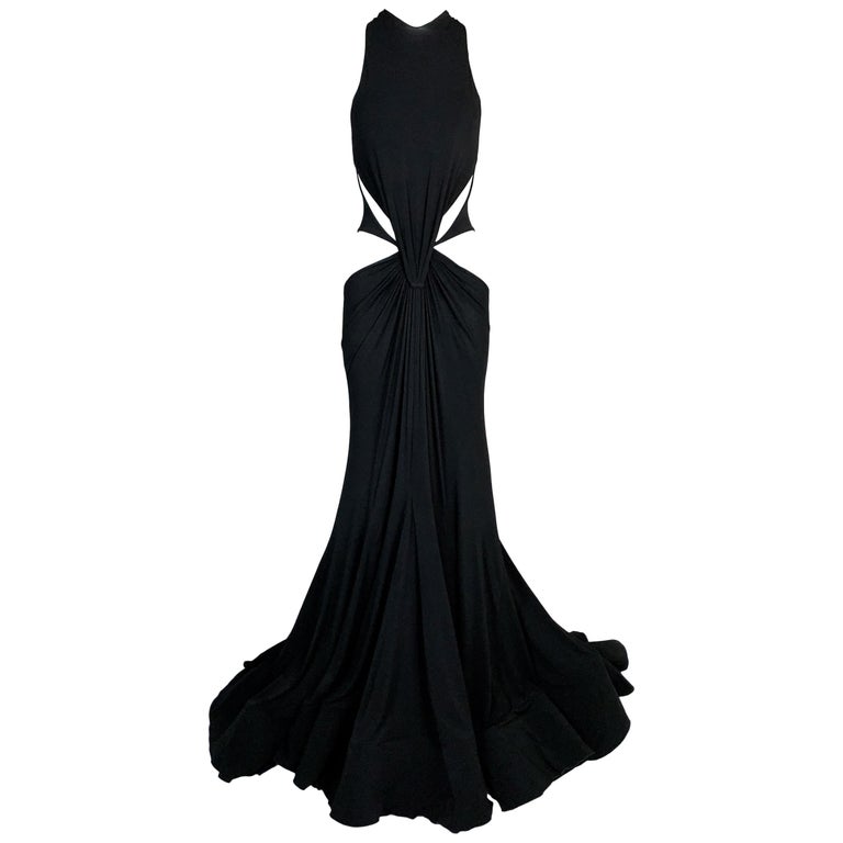 F/W 2003 Roberto Cavalli Runway Black Cut-Out Gown Dress For Sale at ...