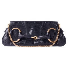 H/W 2003 Laufsteg Schwarze Krokodil-Clutch