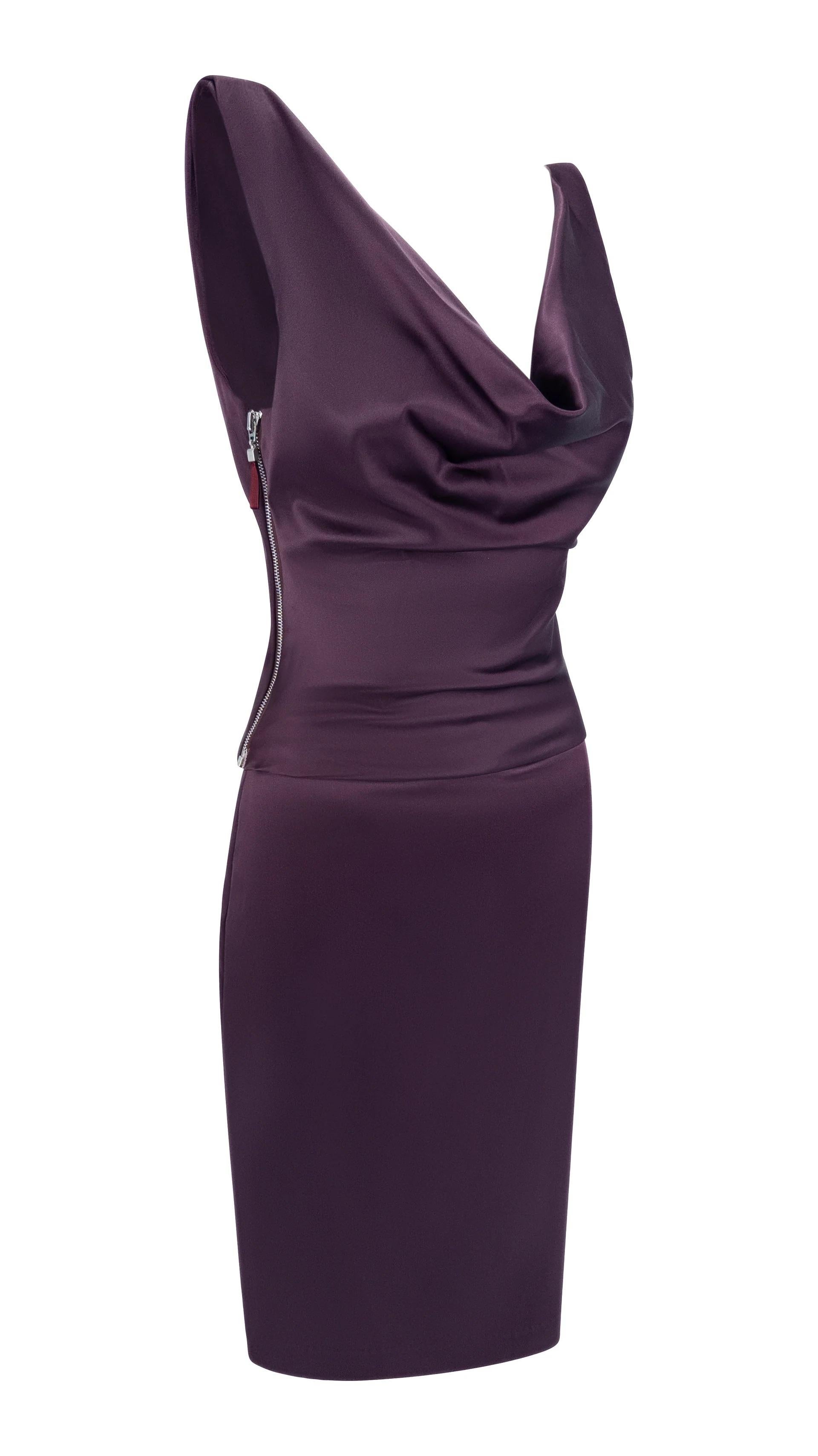 F/W 2003 Stella McCartney Minivestido de pasarela con corsé de satén burdeos Negro en venta