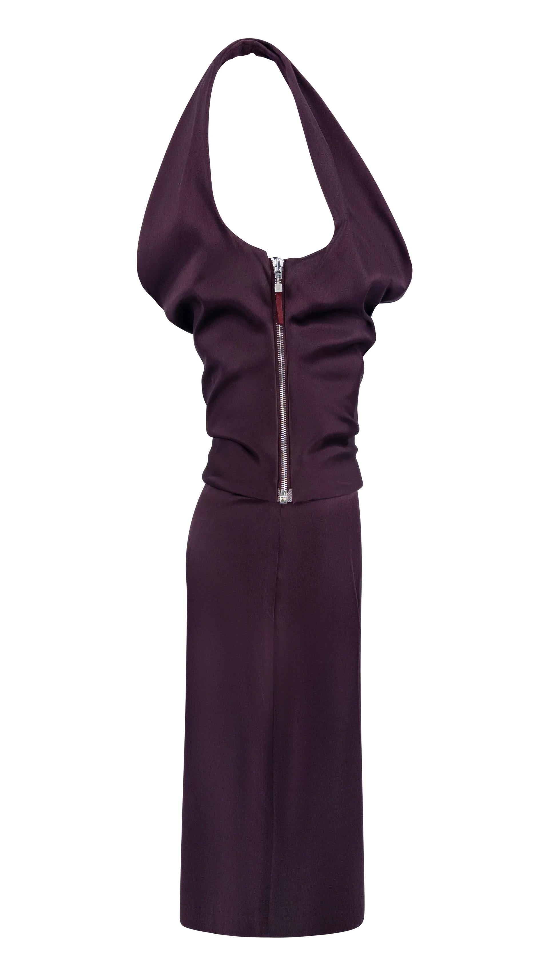 F/W 2003 Stella McCartney Minivestido de pasarela con corsé de satén burdeos en Excelente estado para la venta en West Hollywood, CA