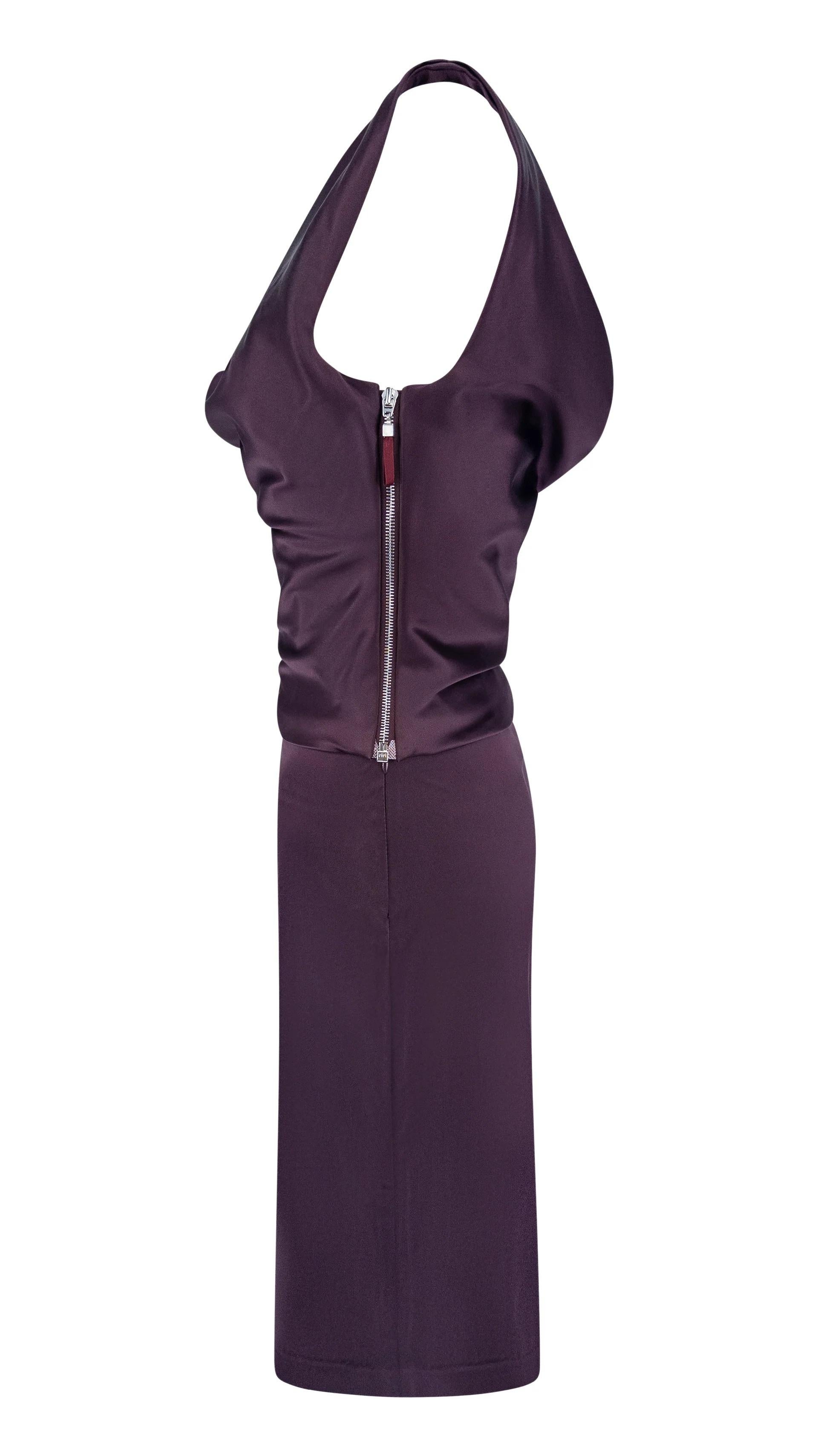 F/W 2003 Stella McCartney Minivestido de pasarela con corsé de satén burdeos en venta 1